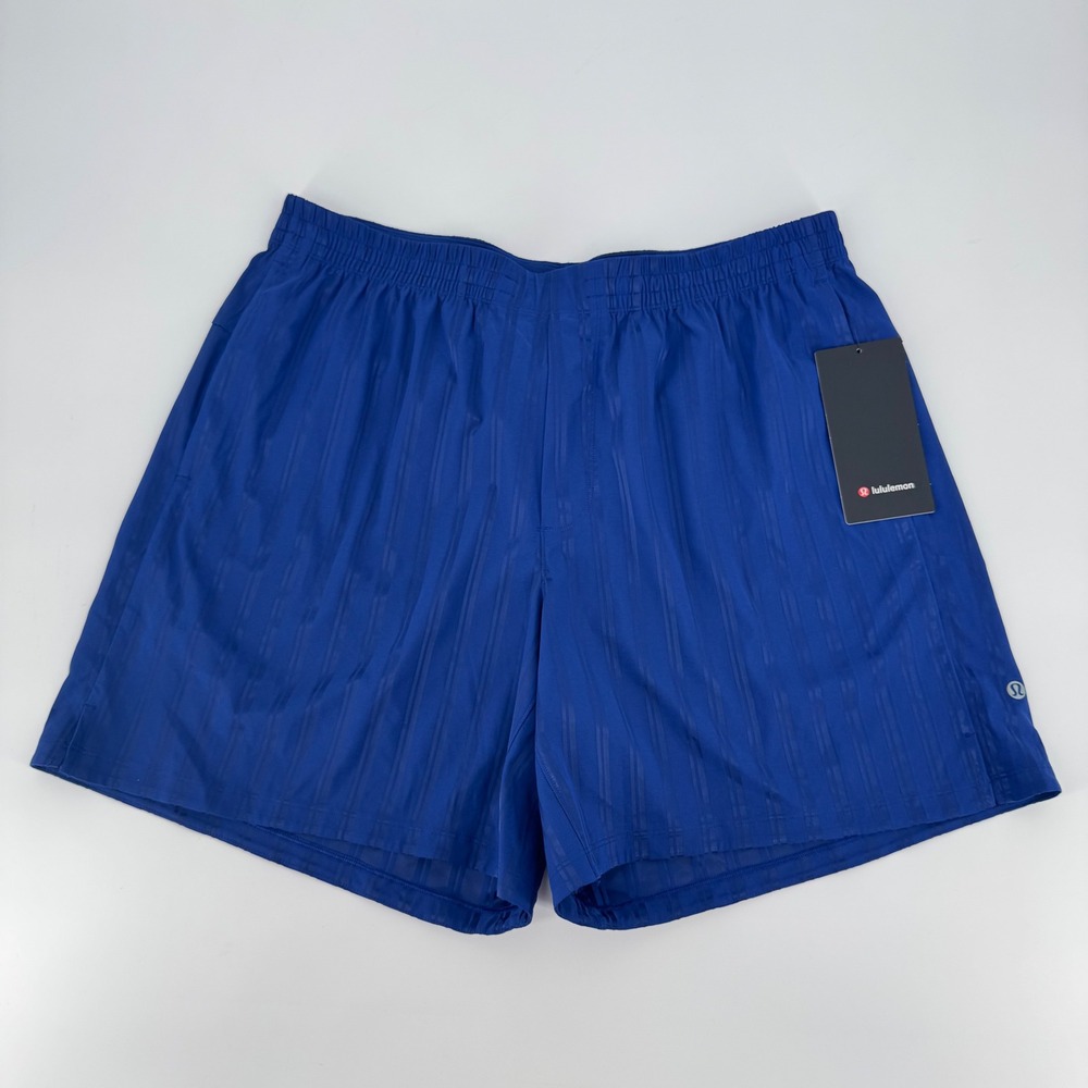 Lululemon Mens Satin Stripe Short 7" LL XL Royal Blue LM7BU6S New With Tags